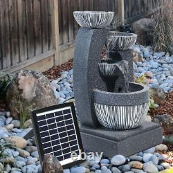 Solar Waterfall Garden Water Feature Statues Water Pump Fountain with LED Lights
