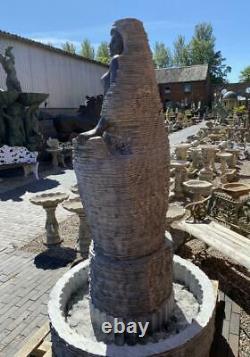 Solid Carved Marble Lady Abstract Garden Water Feature Fountain & Basin H193cm