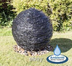 Sphere Water Feature Fountain Torver Slate Effect with LED Lights H56cm Garden