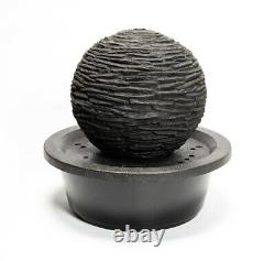 Sphere Water Feature Fountain Torver Slate Effect with LED Lights H56cm Garden