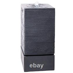 Square Column Water Feature Rippling Effect with Lights Outdoor Garden Fountain