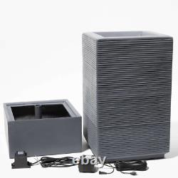 Square Column Water Feature Rippling Effect with Lights Outdoor Garden Fountain