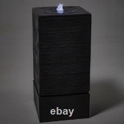 Square Column Water Feature Rippling Effect with Lights Outdoor Garden Fountain