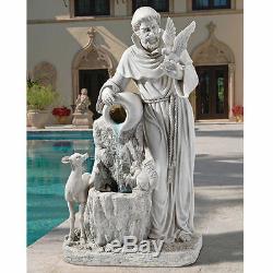 St. Francis Life Giving Waters 39 Resin Antique Stone Finish Garden Fountain
