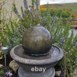 Stone Ball Sphere Garden Patio Water Fountain Feature Ornament Solar Pump