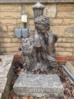 Stone Cherub Water Fountain And Trough