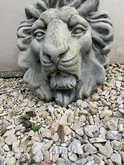 Stone Effect Garden Ornament Lions Head Wall Water Fountain AGED