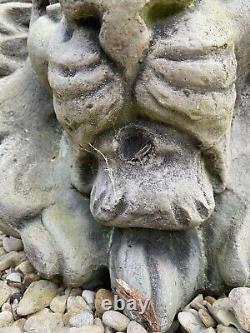 Stone Effect Garden Ornament Lions Head Wall Water Fountain AGED