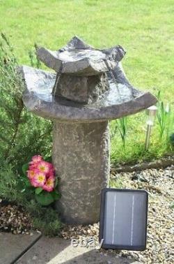 Stone Effect Garden Water Feature Fountain Self Contain Solar Pond 2 Tier Decor