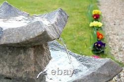 Stone Effect Garden Water Feature Fountain Self Contain Solar Pond 2 Tier Decor