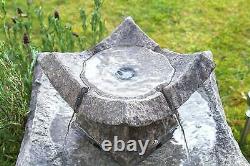 Stone Effect Garden Water Feature Fountain Self Contain Solar Pond 2 Tier Decor