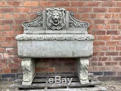 Stone Garden Large Lion Spout Trough Water Feature Fountain Ornament