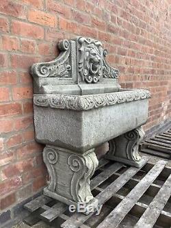 Stone Garden Large Lion Spout Trough Water Feature Fountain Ornament