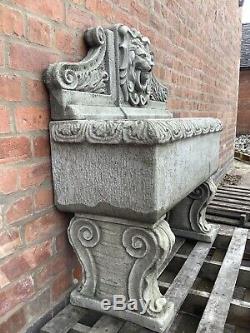 Stone Garden Large Lion Spout Trough Water Feature Fountain Ornament