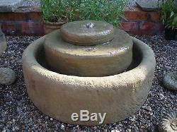 Stone Garden Small Millstone Water Feature Fountain Ornament