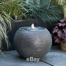 Stone Sphere Water Feature Globe Bowl Garden Fountain 36cmPlug In LED Lights4fun