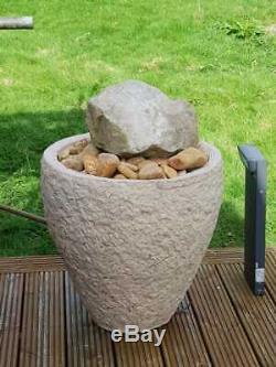 Stone Tub Water Feature Garden Fountain Self Contained Patio Solar Pump