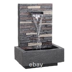 Stylish Electric Garden Cascading Fountain White LED Rockfall Water Feature