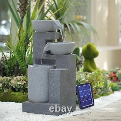 Stylish Garden Cascading Fountain Solar LED Light Rockfall Water Feature uk