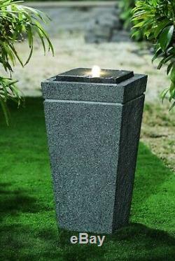 TAVISTOCK Garden Water Feature Fountain Stone Granite LED Light Self-Contained