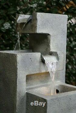 THE TATE Garden Water Feature Fountain Modern Sculpture Quality Stone Finish LED