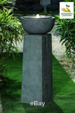 TRAFALGAR Tall Garden Water Feature Fountain Stone LED Light Self-Contained
