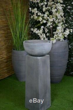 TRAFALGAR Tall Garden Water Feature Fountain Stone LED Light Self-Contained