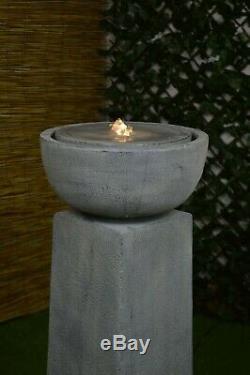 TRAFALGAR Tall Garden Water Feature Fountain Stone LED Light Self-Contained