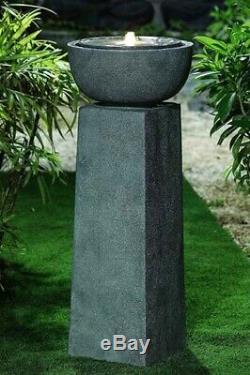 TRAFALGAR Tall Garden Water Feature Fountain Stone LED Light Self-Contained