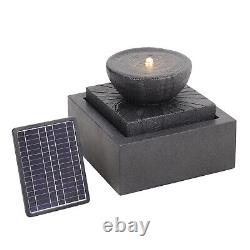 Table Top Stone Effect Water Feature LED Solar Powered Outdoor Garden Fountains