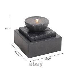 Table Top Stone Effect Water Feature LED Solar Powered Outdoor Garden Fountains