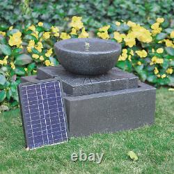 Table Top Stone Effect Water Feature LED Solar Powered Outdoor Garden Fountains