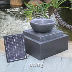 Table Top Stone Effect Water Feature LED Solar Powered Outdoor Garden Fountains