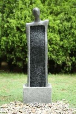 Tall Water Feature Fountain Garden Indoor Statue Stone Finish LED Self-Contained