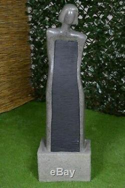 Tall Water Feature Fountain Indoor Garden Statue Fibre Stone LED Self-Contained