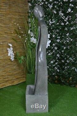 Tall Water Feature Fountain Indoor Garden Statue Fibre Stone LED Self-Contained