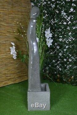 Tall Water Feature Fountain Indoor Garden Statue Fibre Stone LED Self-Contained