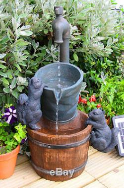 Tap Bucket Barrel Water Feature Fountain Cascade Waterfall Solar Powered Garden