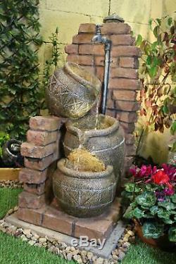Tap and Jugs Traditional Water Feature, garden fountain with lights, brick mains