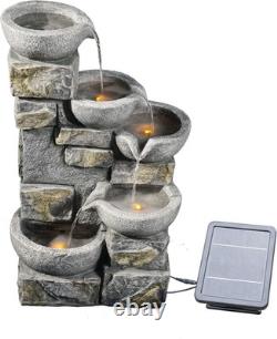 Teamson Home Garden & Outdoor Solar Powered Water Feature with Lights, Cascadin