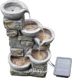 Teamson Home Garden & Outdoor Solar Powered Water Feature with Lights, Cascadin