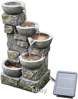 Teamson Home Garden & Outdoor Solar Powered Water Feature with Lights, Cascadin