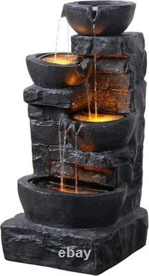 Teamson Home Garden Outdoor Water Feature 4 Tier Cascading Bowl Water Fountain