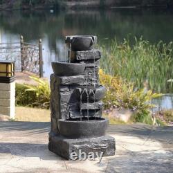 Teamson Home Garden Outdoor Water Feature 4 Tier Cascading Bowl Water Fountain