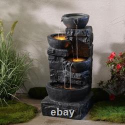 Teamson Home Garden Outdoor Water Feature 4 Tier Cascading Bowl Water Fountain