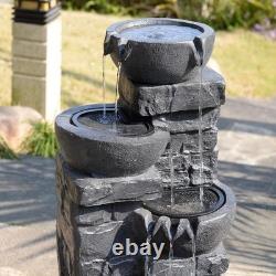 Teamson Home Garden Outdoor Water Feature 4 Tier Cascading Bowl Water Fountain