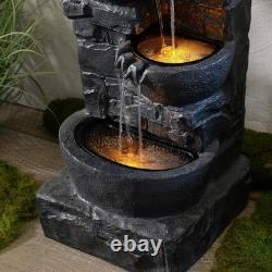 Teamson Home Garden Outdoor Water Feature 4 Tier Cascading Bowl Water Fountain
