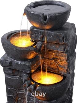 Teamson Home Garden Outdoor Water Feature 4 Tier Cascading Bowl Water Fountain