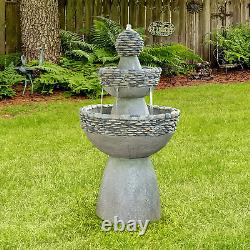 Teamson Home Garden Water Feature, Large Contemporary Water Fountain, 3 Tiered S