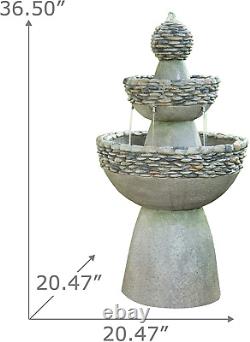 Teamson Home Garden Water Feature, Large Contemporary Water Fountain, 3 Tiered S